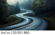 serpentine curving road ai generated. Стоковое AI-изображение, AI-художник Vectorwin / Фотобанк Лори