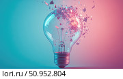 glass fracturing lightbulb ai generated. Стоковое AI-изображение, AI-художник Vectorwin / Фотобанк Лори