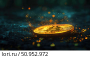 currency illuminating coin ai generated. Стоковое AI-изображение, AI-художник Vectorwin / Фотобанк Лори