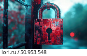 encryption glitching padlock ai generated. Стоковое AI-изображение, AI-художник Vectorwin / Фотобанк Лори
