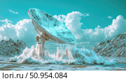 interference melting satellite dish ai generated. Стоковое AI-изображение, AI-художник Vectorwin / Фотобанк Лори