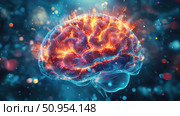 neuroplasticity illuminating brain ai generated. Стоковое AI-изображение, AI-художник Vectorwin / Фотобанк Лори