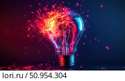 explode disintegrating lightbulb ai generated. Стоковое AI-изображение, AI-художник Vectorwin / Фотобанк Лори