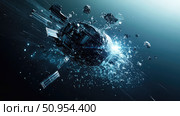 debris dissolving satellite ai generated. Стоковое AI-изображение, AI-художник Vectorwin / Фотобанк Лори