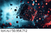 mesh fracturing 3D cube ai generated. Стоковое AI-изображение, AI-художник Vectorwin / Фотобанк Лори