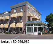 Wageningen, Netherlands. May 10, 2025. City center. Hotel de Wereld. The site of the capitulation of the Germany troops in the Netherlands on 5 May 1945. Редакционное фото, фотограф Мария Фетисова / Фотобанк Лори