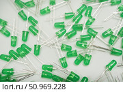 Green LED lamps. A scattering of electronic elements. Light-emitting diodes. Стоковое фото, фотограф Valeriy Lushchikov / Фотобанк Лори