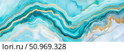 Luxurious Teal and Gold Abstract Marble Agate Texture with Fluid Waves and Glittering Veins. Стоковое AI-изображение, AI-художник Данила Большаков / Фотобанк Лори