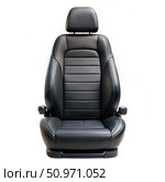 Black Leather Car Seat With Headrest Isolated on White Background. Generative AI. Стоковое AI-изображение, AI-художник Roman Zavorotny / Фотобанк Лори