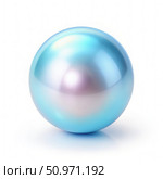 A Single Delicate Light Grayish Blue Pearl With Pink Highlights, Isolated on White. Generative AI. Стоковое AI-изображение, AI-художник Roman Zavorotny / Фотобанк Лори