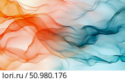 Abstract Fluid Art: Teal and Orange Swirls, Modern Canvas Print. Стоковое AI-изображение, AI-художник Данила Большаков / Фотобанк Лори