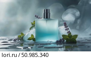 This is an Elegant Perfume Bottle designed with beautiful Lavender and Mint features in it. Стоковое AI-видео, аниматор Лариса Пономарева / Фотобанк Лори