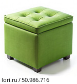 Green Storage Ottoman With Button Tufting. Generative AI. Стоковое AI-изображение, AI-художник Roman Zavorotny / Фотобанк Лори