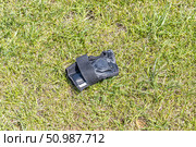 A gray wrist guard on the green grass background. Стоковое фото, фотограф Татьяна Куклина / Фотобанк Лори
