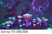 Glowing mushrooms with intricate patterns create a mesmerizing and otherworldly atmosphere in a surreal pixel dreamscape landscape, evoking a sense of fantasy and wonder. Стоковое AI-видео, аниматор Данил Руденко / Фотобанк Лори
