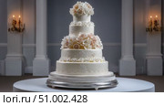 Elegant wedding cake displayed on a table. Стоковое AI-видео, аниматор Юрий Поздников / Фотобанк Лори