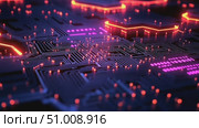 This captivating display highlights intricate circuitry illuminated by vibrant neon colors, showcasing a mesmerizing digital design. Стоковое AI-видео, аниматор Данила Большаков / Фотобанк Лори