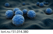 Biomedical illustration of chlamydia on surface. Стоковое фото, фотограф Stocktrek Images, Inc. / ТАСС / Фотобанк Лори