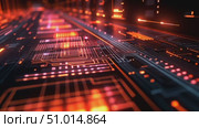 Experience a dynamic digital landscape filled with illuminated circuits and vibrant data patterns showcasing advanced technology in action. Стоковое AI-видео, аниматор Данила Большаков / Фотобанк Лори