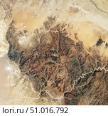 Mountains dominate the southwestern region of Sinai Peninsula in this satellite image. Стоковое фото, фотограф Stocktrek Images, Inc. / ТАСС / Фотобанк Лори