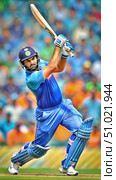 Indian Cricket Player Remit Sham Hits a Powerful Six During a Match. Generative AI. Стоковое AI-изображение, AI-художник Roman Zavorotny / Фотобанк Лори