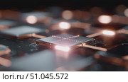 Exploring the intricate world of microchips and their glowing circuitry at a technology lab. Стоковое AI-видео, аниматор Сергей Толмачёв / Фотобанк Лори