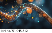 Explore mesmerizing glowing particles as they twist and flow through a dark space, creating an enchanting visual display of light and motion. Стоковое AI-видео, аниматор Данила Большаков / Фотобанк Лори