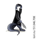 Illustration of a Brontosaurus dressed as a People In Black movie character. Стоковое фото, фотограф Stocktrek Images, Inc. / ТАСС / Фотобанк Лори