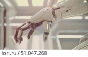 A robotic hand extends upward into the air, demonstrating its range of motion and precision in reaching high. Стоковое AI-видео, аниматор Данила Большаков / Фотобанк Лори