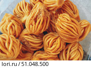 Muslim holiday sweets Moroccan chebakia chak chak and handmade nath Homemade Muslim sweet baked goods. Close-up. Стоковое фото, фотограф Оксана Медведева / Фотобанк Лори