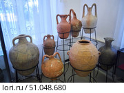 Anapa, Russia - September 07, 2022: Gorgippia Museum. Ancient amphorae. Редакционное фото, фотограф Наталия Кирсанова / Фотобанк Лори