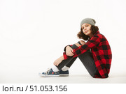 The girl in modern clothes type of rap of teen age. Стоковое фото, фотограф Наталия Кирсанова / Фотобанк Лори