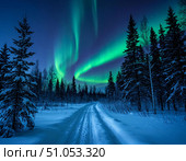 Северное сияние. Стоковое AI-изображение, AI-художник Руслан Лесков / Фотобанк Лори