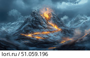 lantern lighting up mountain ai generated. Стоковое AI-изображение, AI-художник Vectorwin / Фотобанк Лори