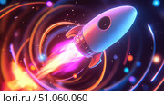orbit looping rocket ai generated. Стоковое AI-изображение, AI-художник Vectorwin / Фотобанк Лори