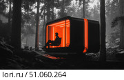 architecture futuristic scan of tiny cabin ai generated. Стоковое AI-изображение, AI-художник Vectorwin / Фотобанк Лори