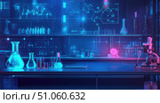 bioluminescence glowing effect on pharmaceutical lab ai generated. Стоковое AI-изображение, AI-художник Vectorwin / Фотобанк Лори