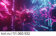 virus exploding view of pandemic simulation ai generated. Стоковое AI-изображение, AI-художник Vectorwin / Фотобанк Лори
