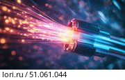 bandwidth flickering fiber optic cable ai generated. Стоковое AI-изображение, AI-художник Vectorwin / Фотобанк Лори