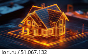 ne glowing effect on house under construction ai generated. Стоковое AI-изображение, AI-художник Vectorwin / Фотобанк Лори