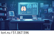fluorescence glowing effect on medical report ai generated. Стоковое AI-изображение, AI-художник Vectorwin / Фотобанк Лори