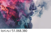 A man with a beard stands amidst vibrant, swirling smoke, creating a visually striking scene. Стоковое AI-видео, аниматор Данила Большаков / Фотобанк Лори