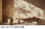 Elegant interior design featuring natural elements and soft lighting in a serene space. Стоковое AI-видео, аниматор Сергей Толмачёв / Фотобанк Лори
