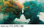A couple passionately kisses in front of a painting, showcasing affection and art appreciation. Стоковое AI-видео, аниматор Данила Большаков / Фотобанк Лори