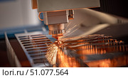 CNC Laser cutting of metal, modern industrial technology. Стоковое фото, фотограф Андрей Армягов / Фотобанк Лори