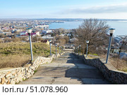 KERCH, CRIMEA - February 03, 2019: Kerch city, view from Mount Mitridat. Редакционное фото, фотограф Наталия Кирсанова / Фотобанк Лори