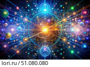 Abstract Visualization of Quantum Circuit Interactions. Generative AI. Стоковое AI-изображение, AI-художник Roman Zavorotny / Фотобанк Лори