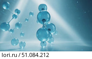 Blue molecular structures in a bright, abstract background. The scene emphasizes scientific concepts and modern technology. Стоковое AI-видео, аниматор Nart / Фотобанк Лори