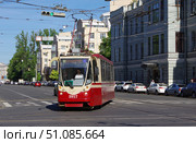 Трамвайный вагон 71-134А (ЛМ-99АВН) №3917, Боткинская улица / улица Академика Лебедева, Санкт-Петербург, Россия (2021 год). Редакционное фото, фотограф Алексей Иванов / Фотобанк Лори