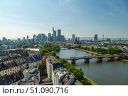 Frankfurt am Main Downtown City Skyline. Aerial View. Hesse, Germany. Стоковое фото, фотограф Максим Забаровский / Фотобанк Лори
